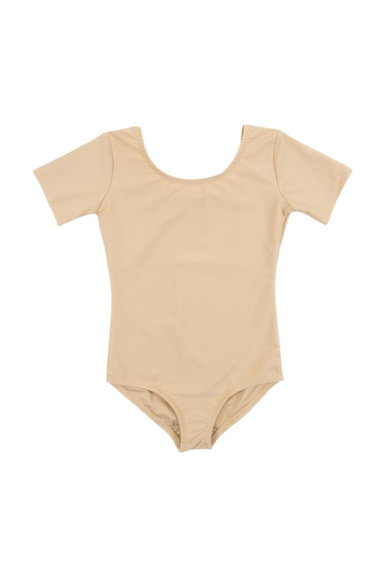Girls Short Sleeve Leotard, Main, color, BEIGE
