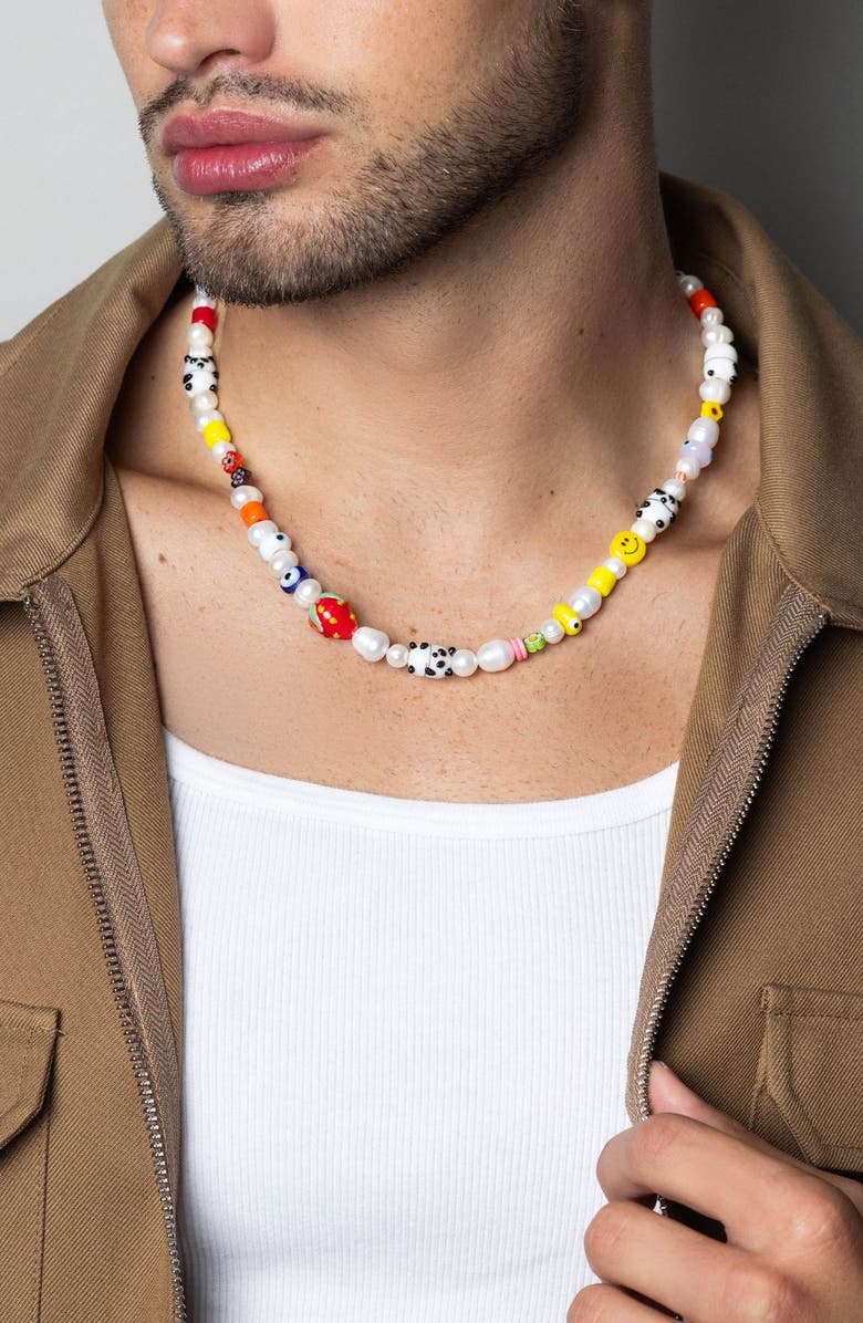 Nialaya Panda Assorted Bead Pearl Necklace, Alternate, color, White With Assorted Colors