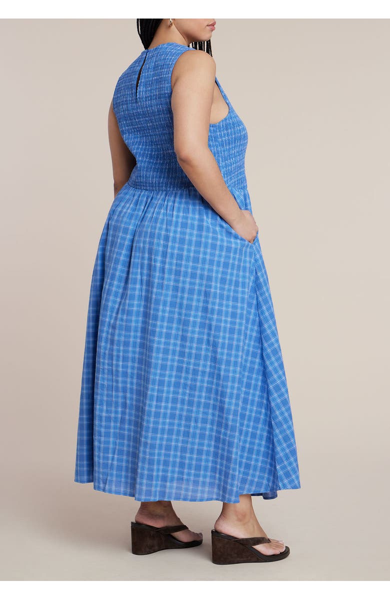 ELOQUII Smocked Bodice Plaid Dress, Alternate, color, Plaid Party