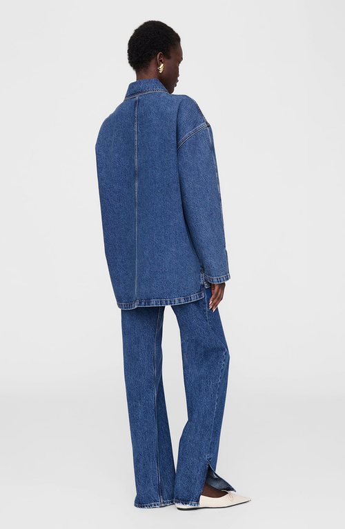Anine Bing Womens Clean Indigo Denim Luca Relaxed-fit Denim Jacket In Blue