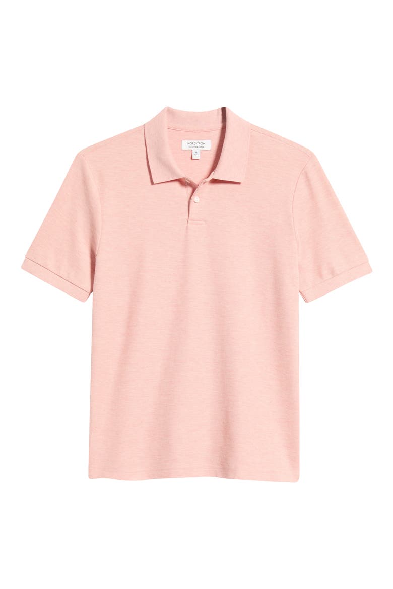 Pima Cotton Piqué Polo, Alternate, color, PINK TAN HEATHER