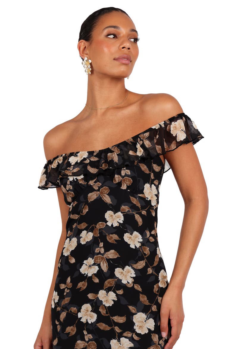 Irelynn Ruffle Convertible Floral Maxi Dress, Alternate, color, BLACK FLORAL