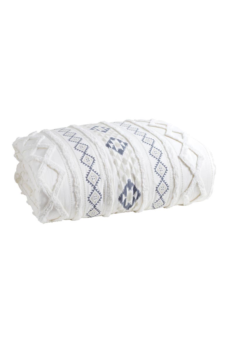 Geo Stripe Chenille Tufted Comforter & Shams Set, Alternate, color, INDIGO