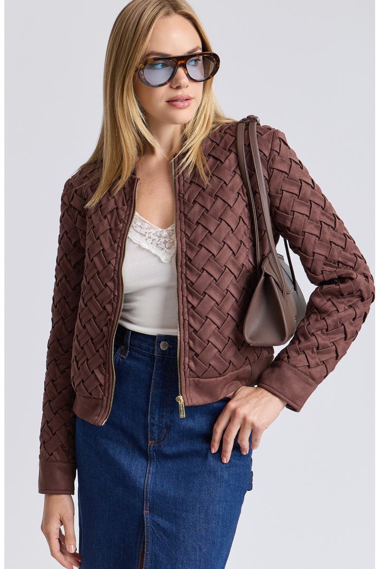 Woven Bomber Jacket, Alternate, color, CHOCOLATE BROWN