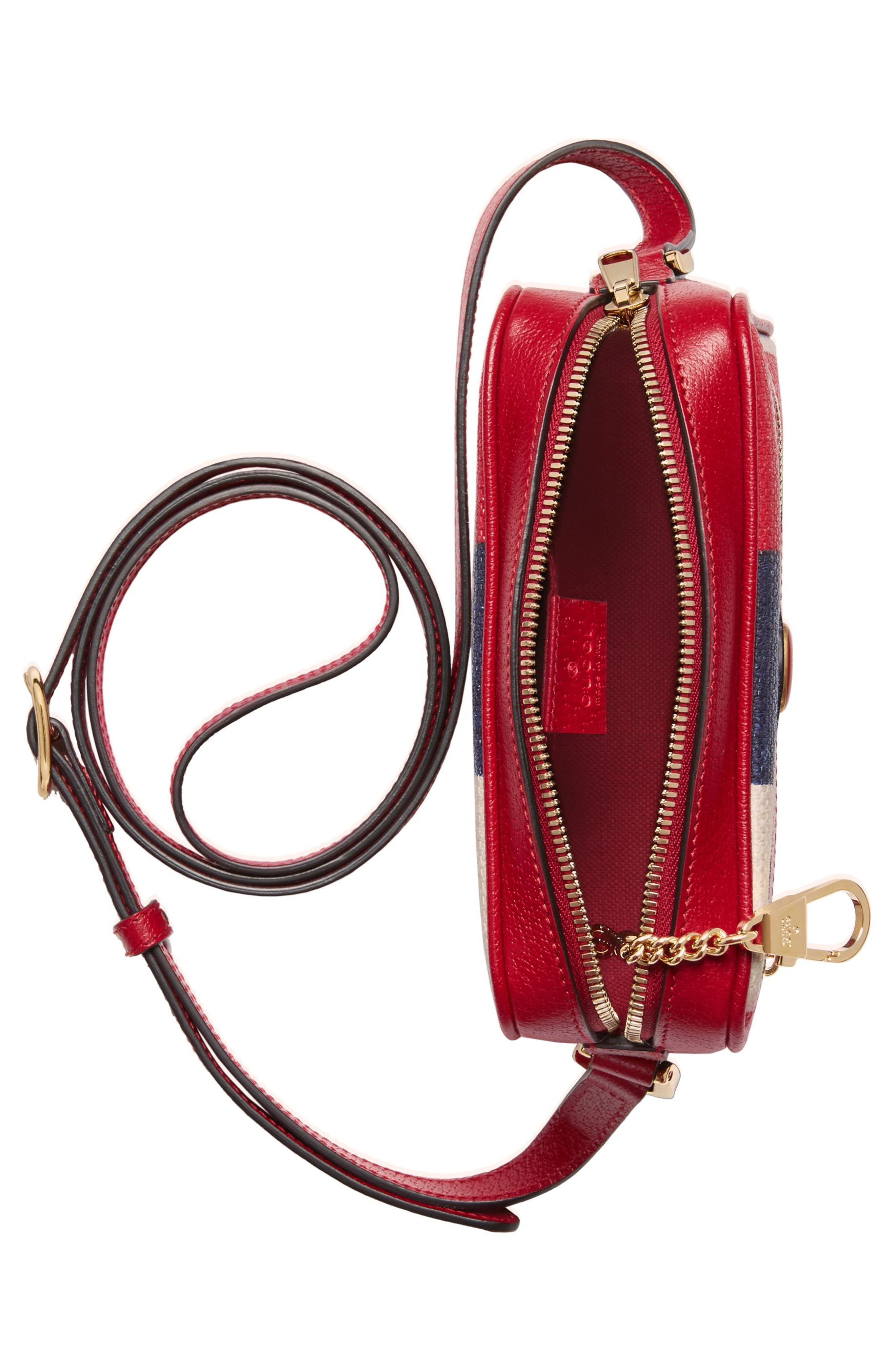 Gucci Ophidia Washed Cotton Stripe Mini Bag, Alternate, color, 