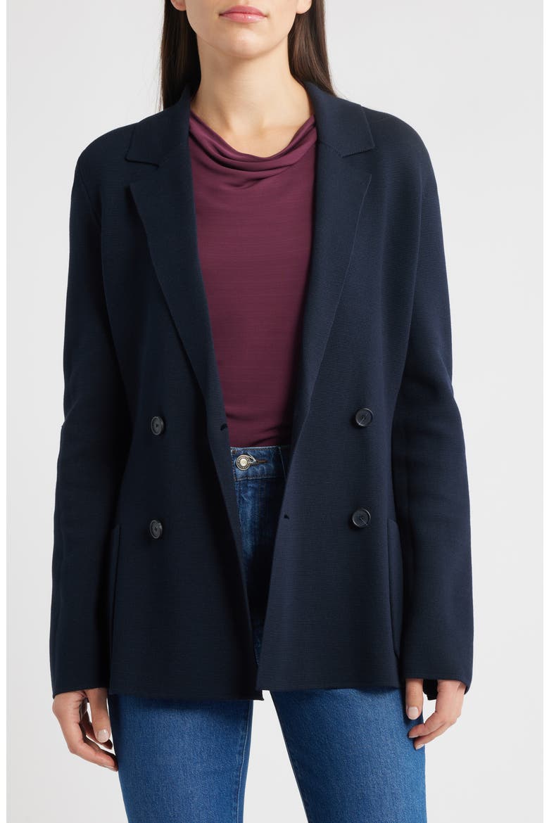 Fibrinta Double Breasted Knit Jacket, Alternate, color, DK BU