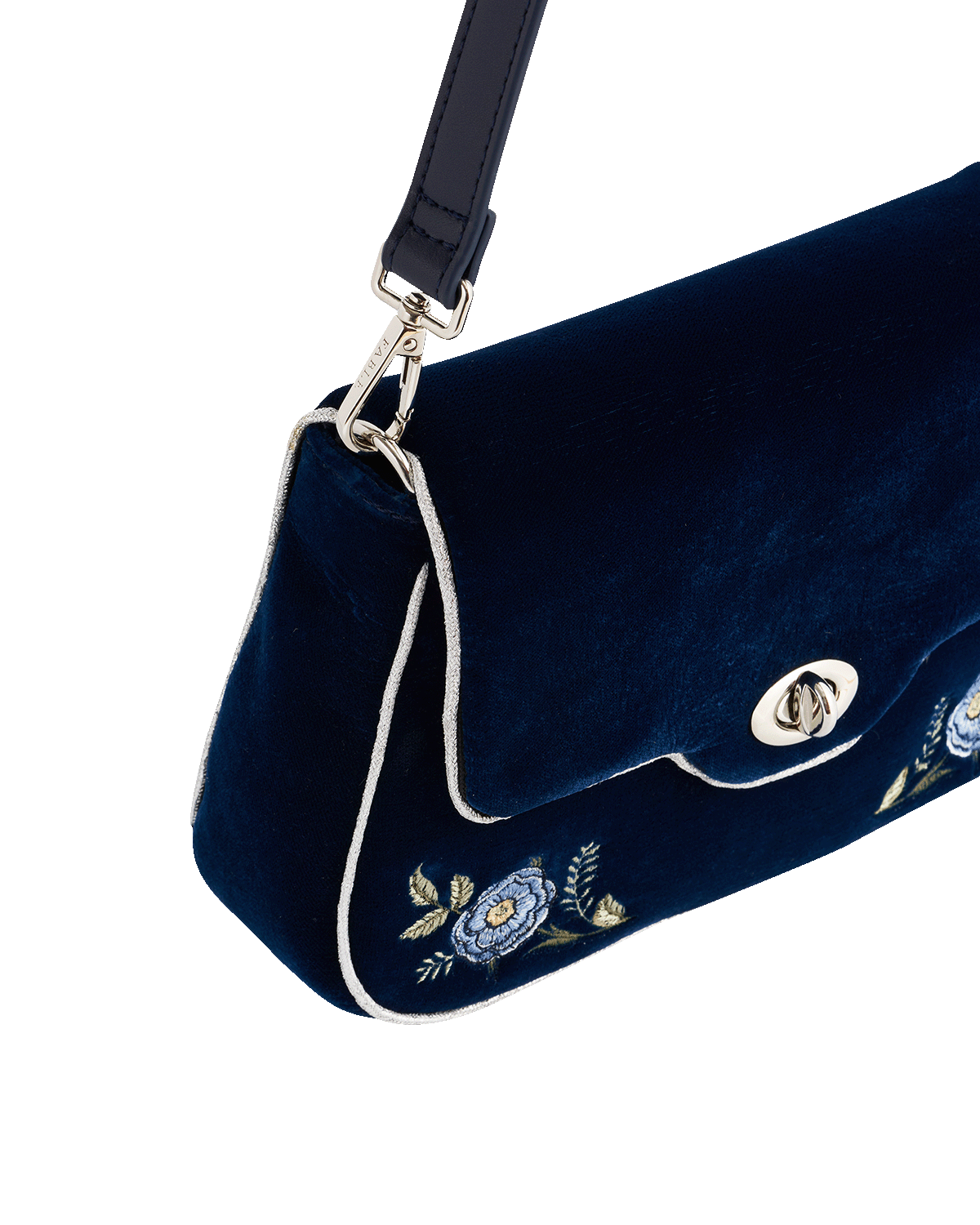Fable England Rose Embroidered Blue Clutch, Alternate, color, Navy