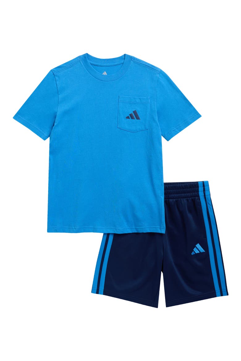 Logo Pocket T-Shirt & Mesh Shorts Set, Main, color, RAY BLUE