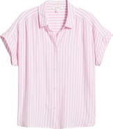 beachlunchlounge Daria Stripe Short Sleeve Button-Up Shirt