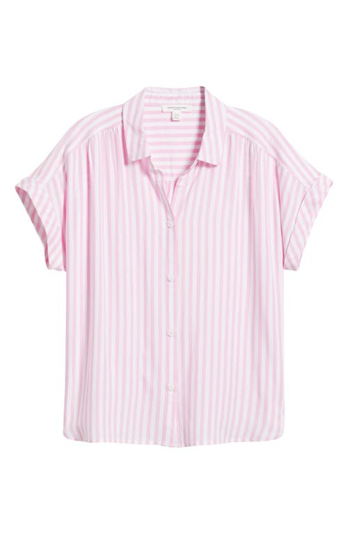 BEACHLUNCHLOUNGE BEACHLUNCHLOUNGE DARIA STRIPE SHORT SLEEVE BUTTON-UP SHIRT 