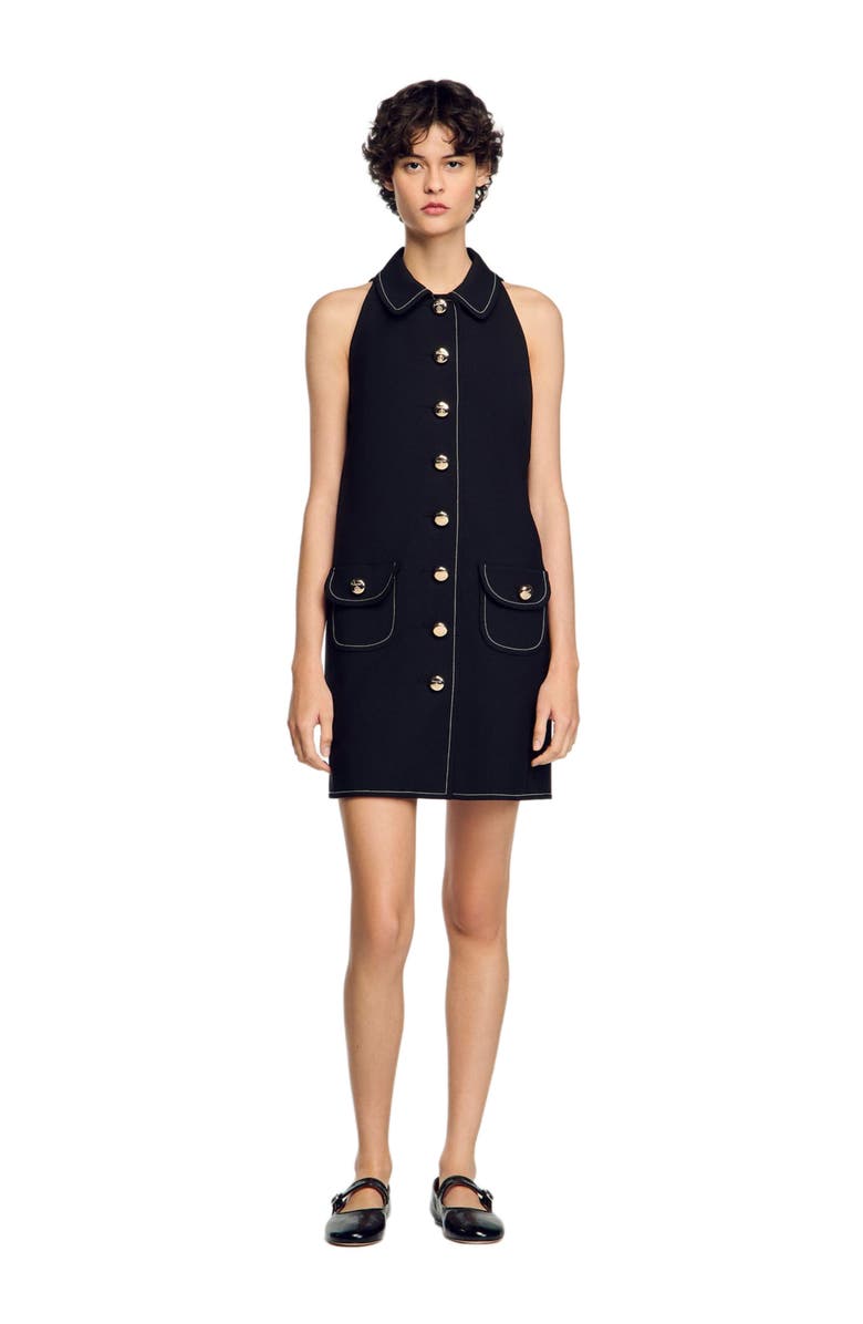 SANDRO Peter Pan collar mini dress, Main, color, 