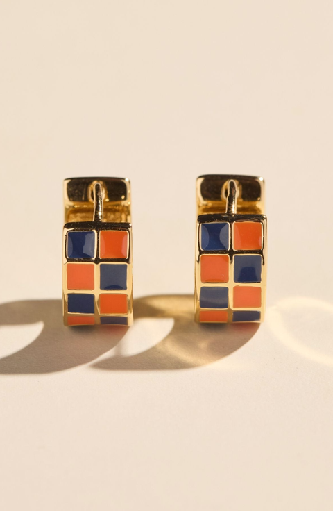 Checkered Enamel Huggies