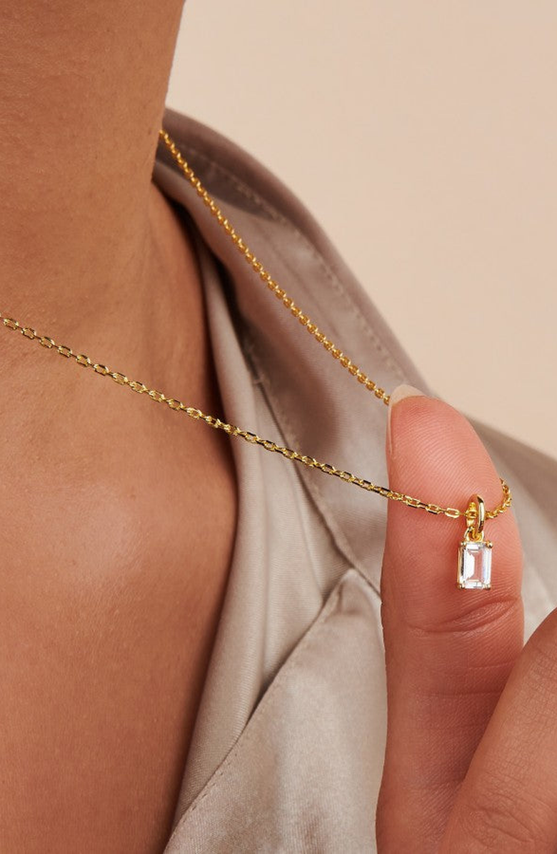 Little Sky Stone Birthstone Necklace, Alternate, color, Moissanite / April