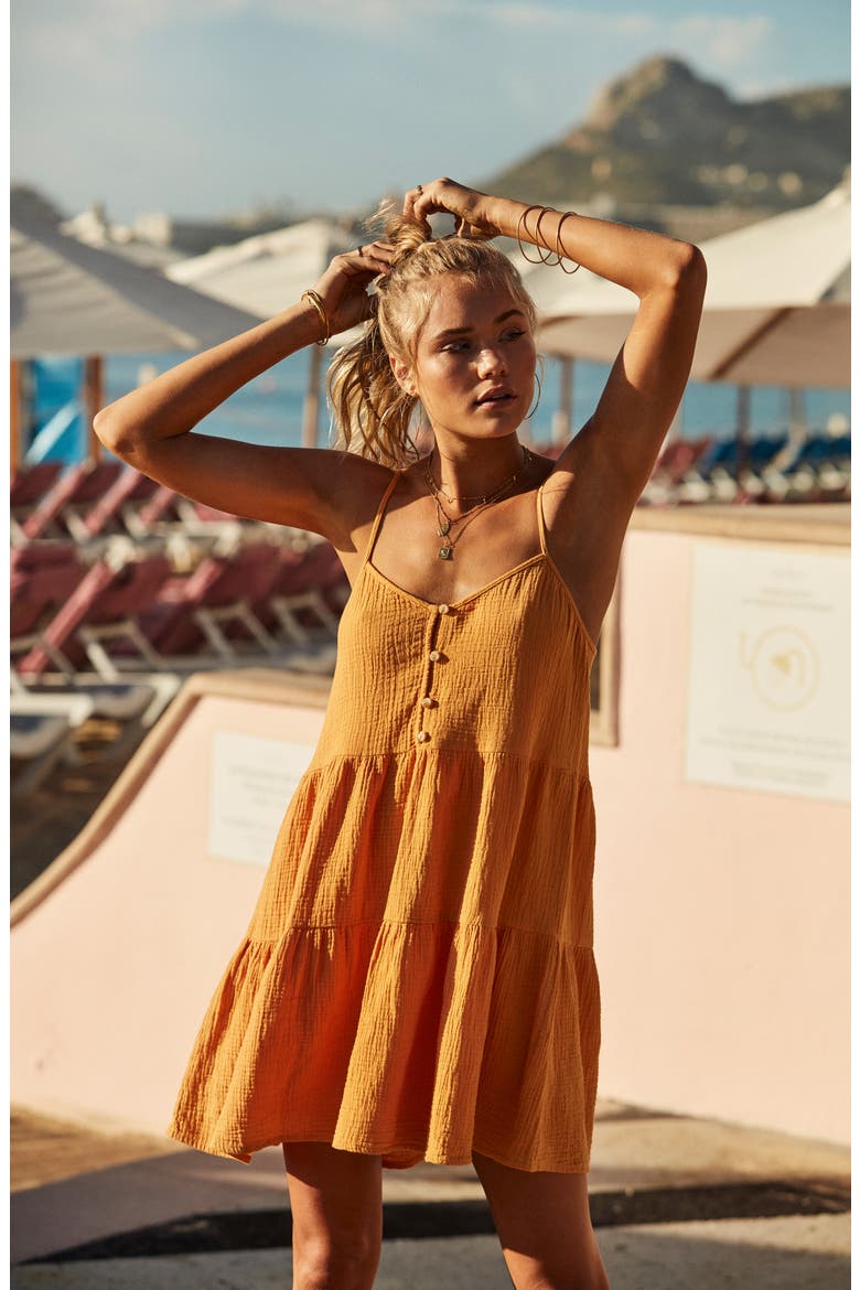 Camile Tiered Cover-Up Dress, Alternate, color, MARIGOLD