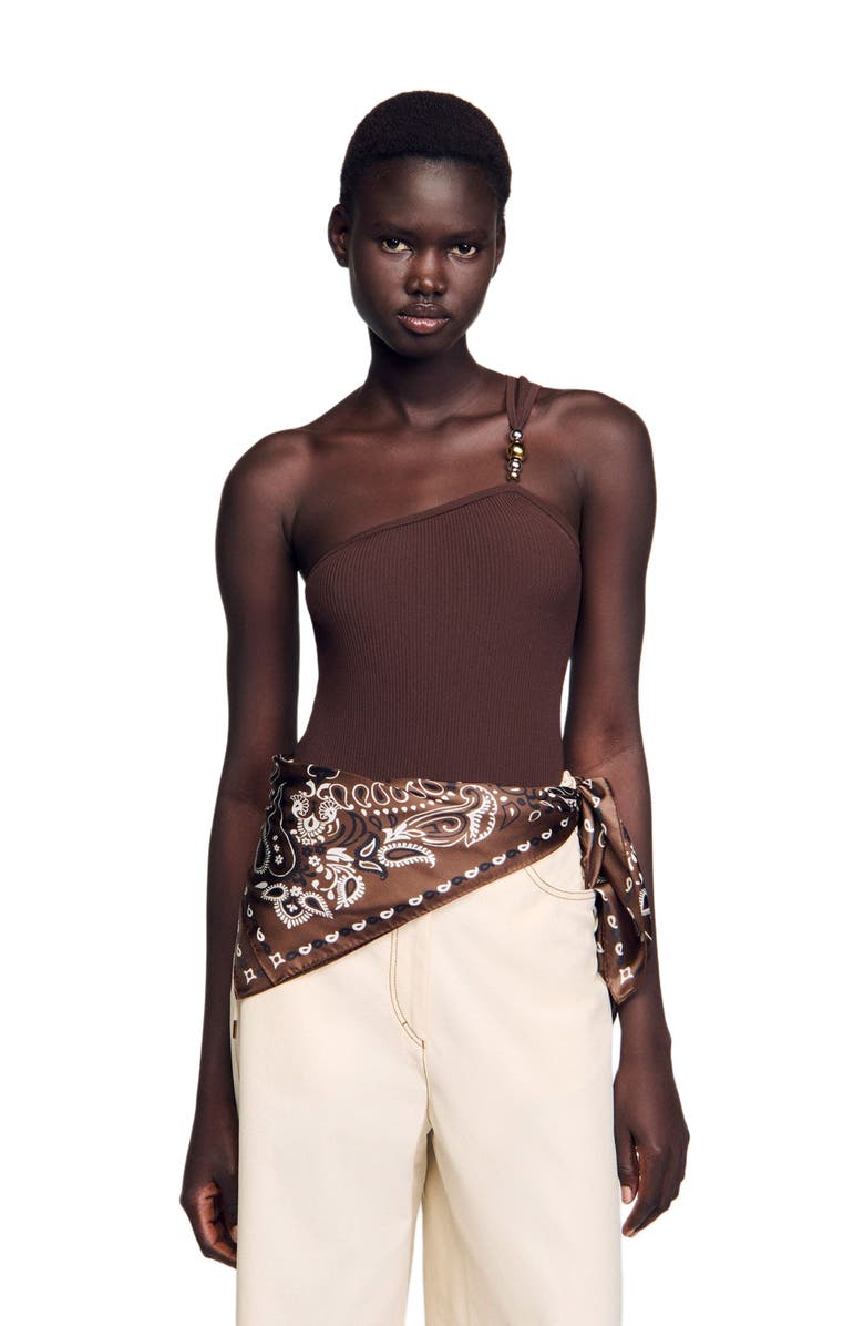 SANDRO Asymmetric leotard with bead detail, Alternate, color,