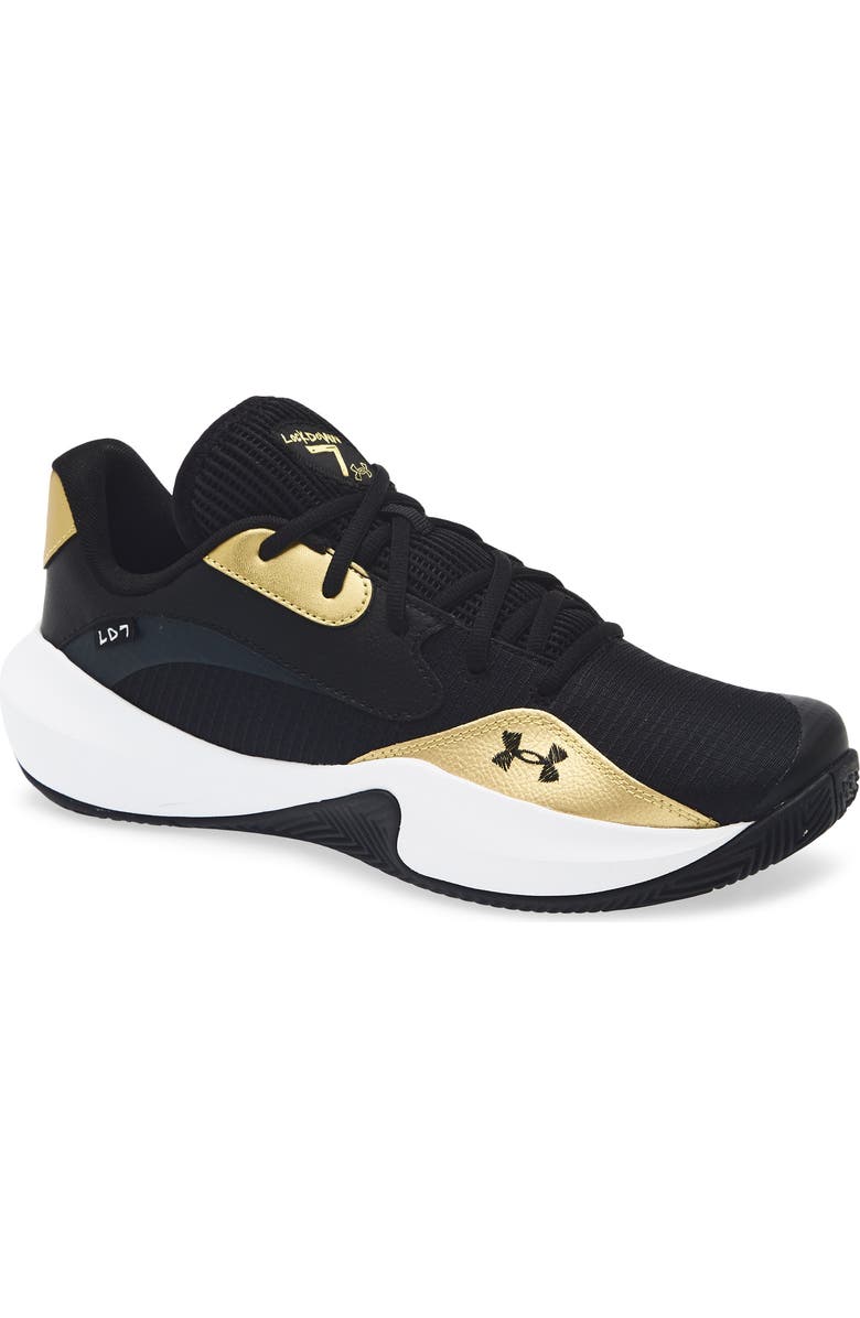 Under Armour Gender Inclusive Lockdown 7 Low Basketball Shoe, Main, color, Black