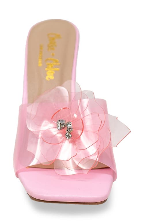 Chase & Chloe Chase And Chloe Maeli Flower Slide Sandal In Pink Clear