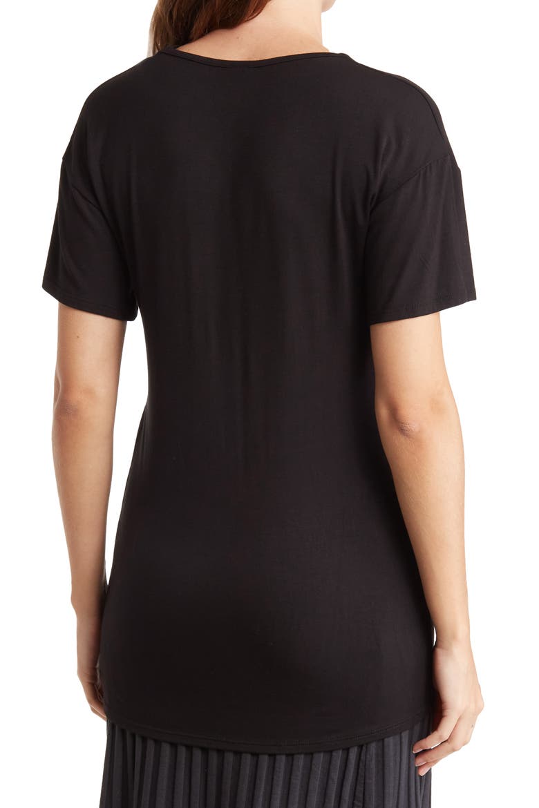 Deep V-Neck Boyfriend Tee, Alternate, color, BLACK