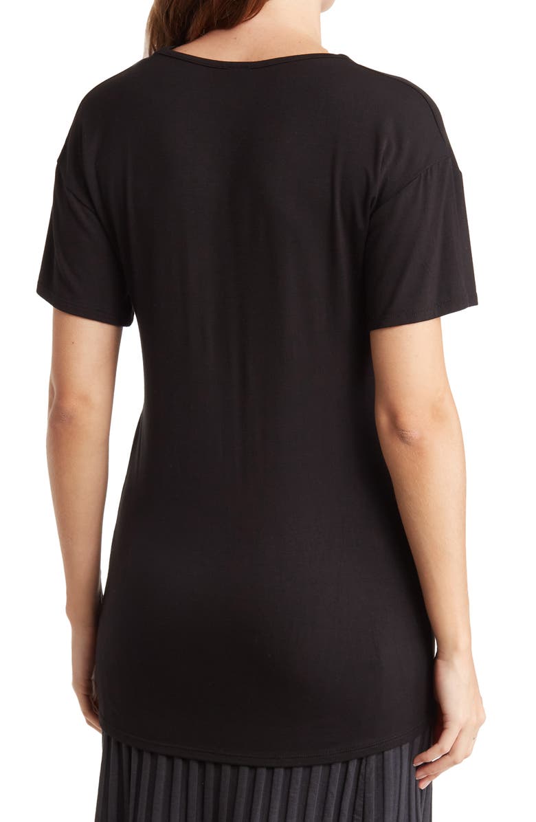 GO COUTURE Deep V-Neck Boyfriend Tee, Alternate, color, Black