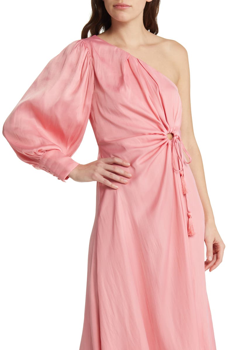 MOON RIVER One-Shoulder Ring Cutout Midi Dress, Alternate, color, 