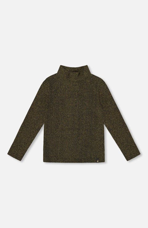 Shiny Rib Mock Neck Top (Little Kid & Big Kid)