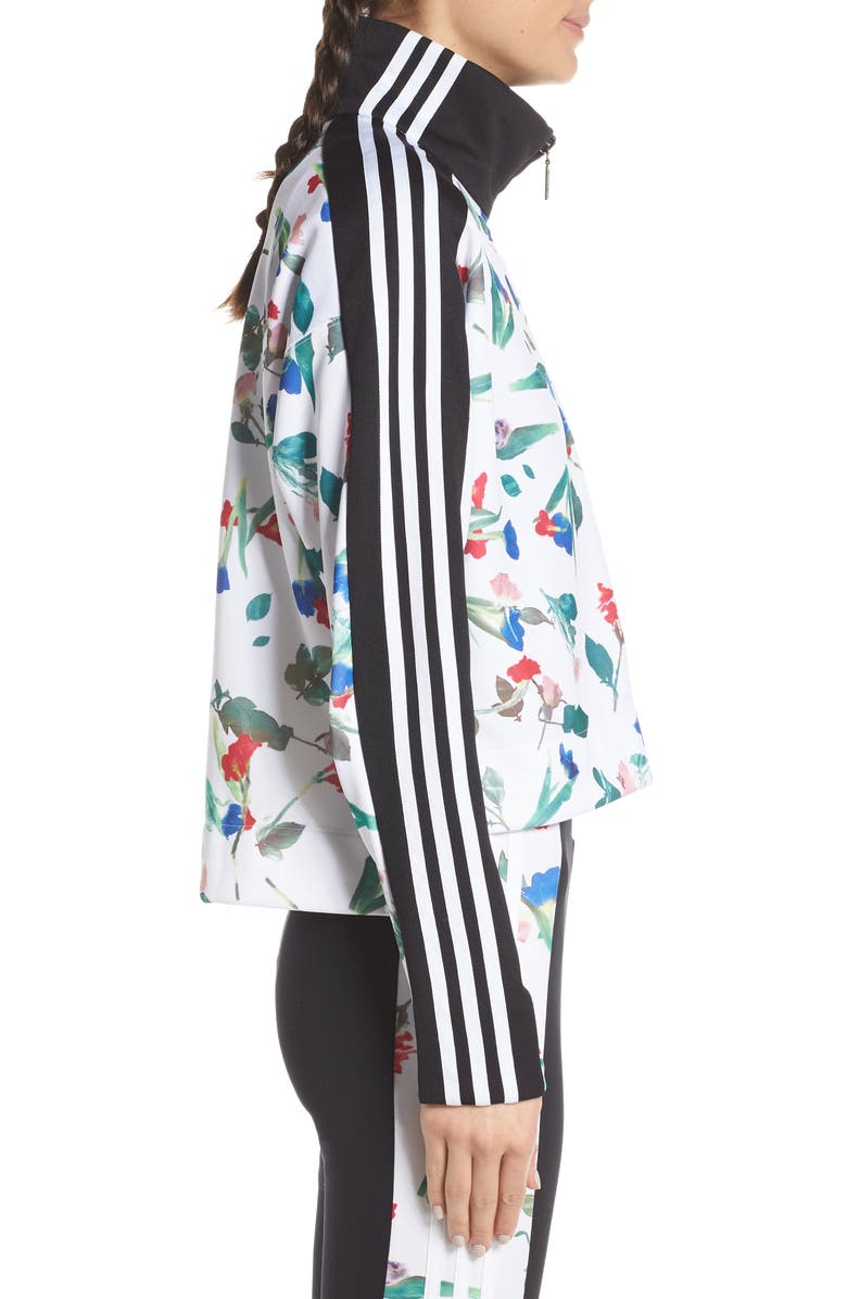 adidas Originals Floral Print Crop Track Jacket, Alternate, color, 