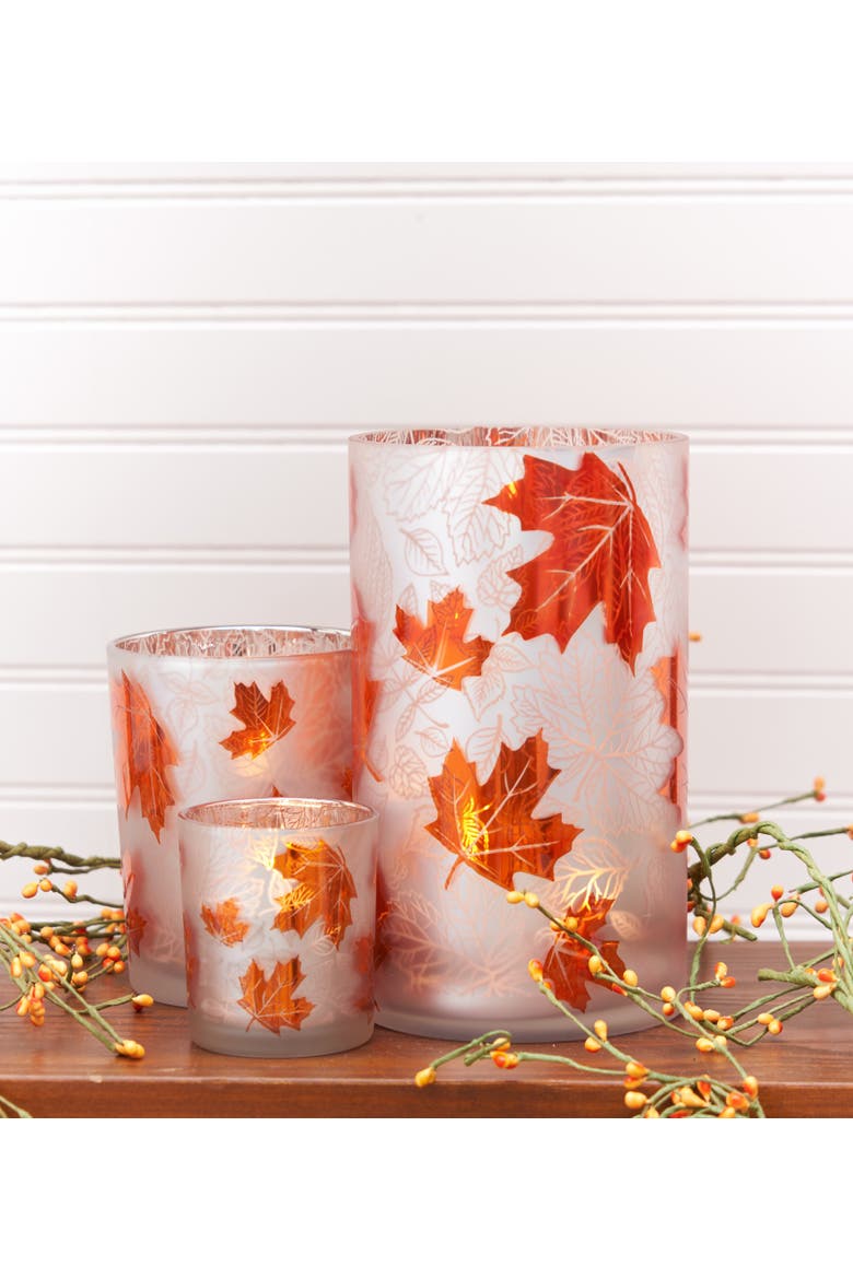 Fall Leaves Glass Container Large, Alternate, color, Orange