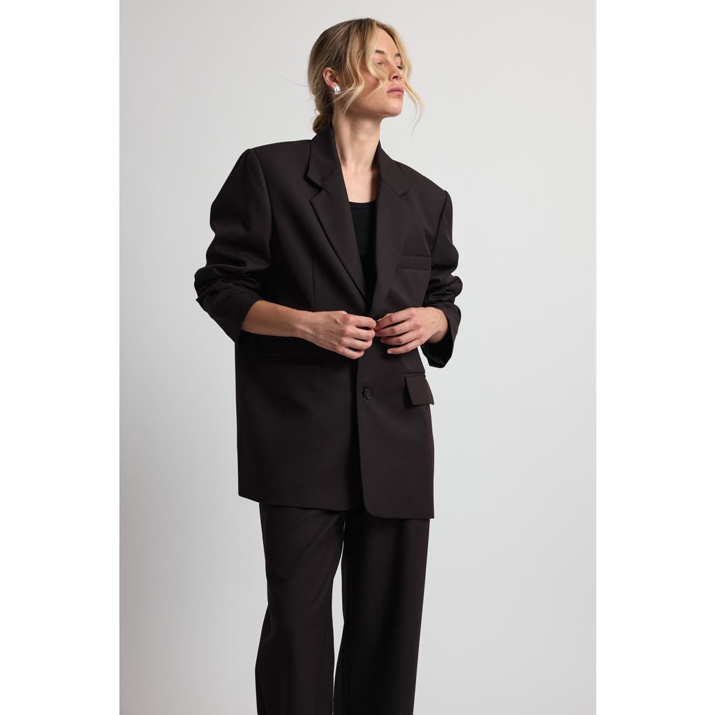 Almina Concept Oversized Double Button Blazer In Dark Espresso