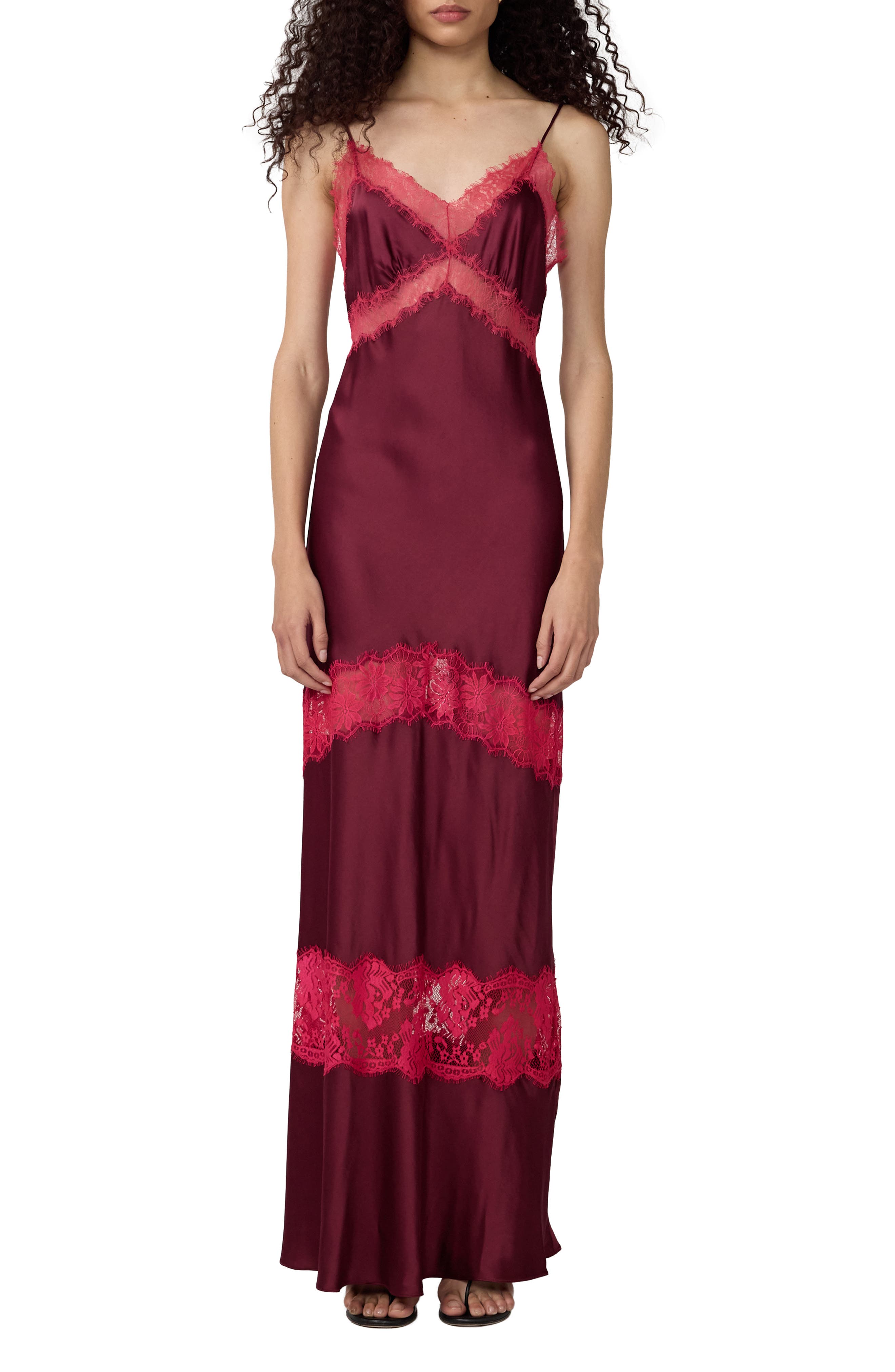 Eden Lace Trim Satin Slipdress