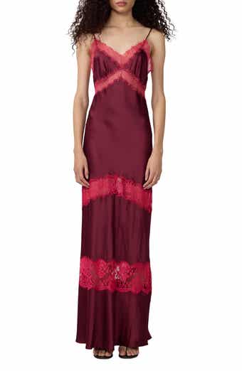 Eden Lace Trim Satin Slipdress