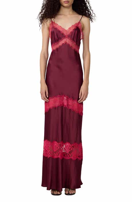 Eden Lace Trim Satin Slipdress