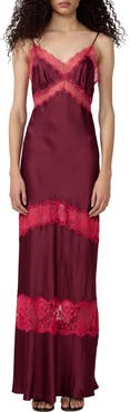 Diane von Furstenberg Eden Lace Trim Satin Slipdress