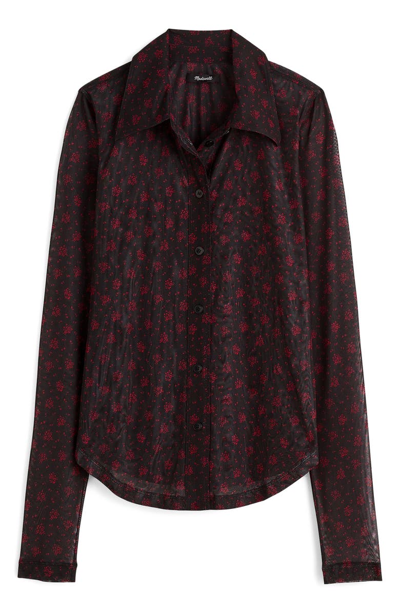 Madewell Long Sleeve Mesh Button-Up Top, Alternate, color, 