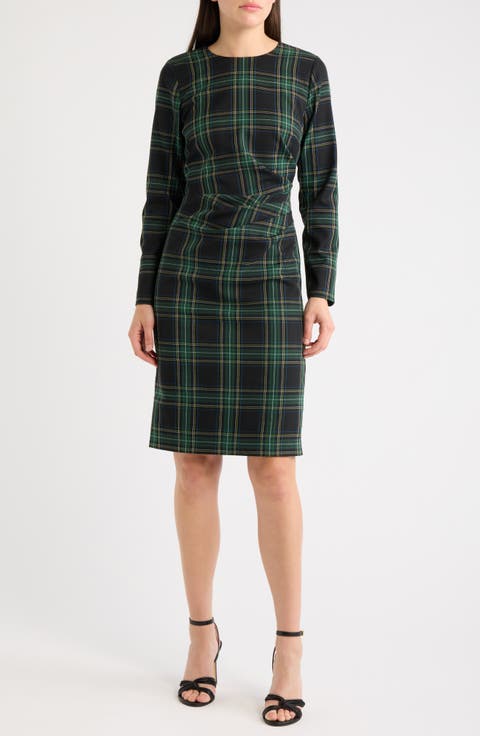 Side Drape Long Sleeve Dress