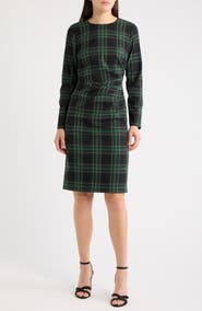 Tahari ASL Side Drape Long Sleeve Dress