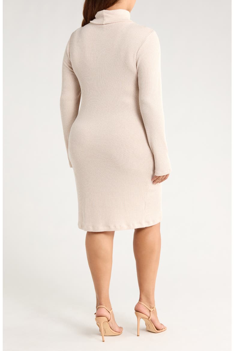 Long Sleeve Ribbed Turtleneck Dress, Alternate, color, OATMEAL