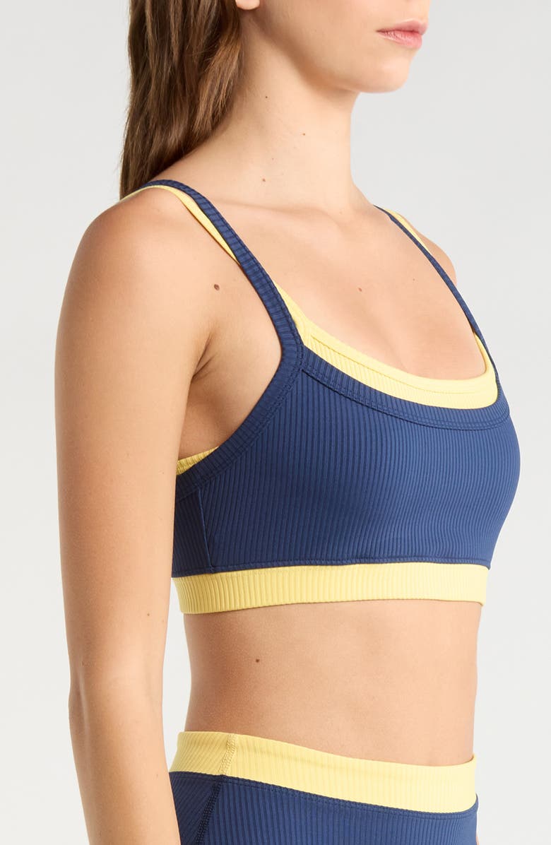 Year of Ours Layered Rib Sports Bra, Alternate, color, Midnite Popcorn