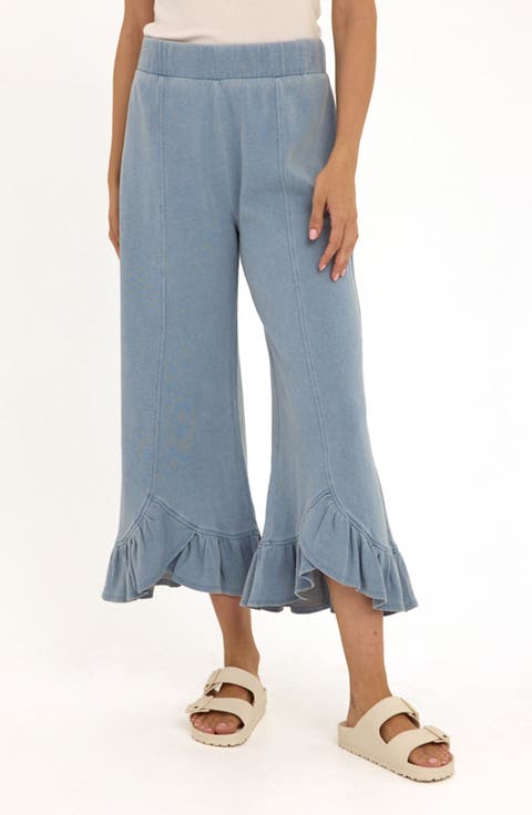 Akela Organic Cotton Terry Cloth Ruffle Hem Pants