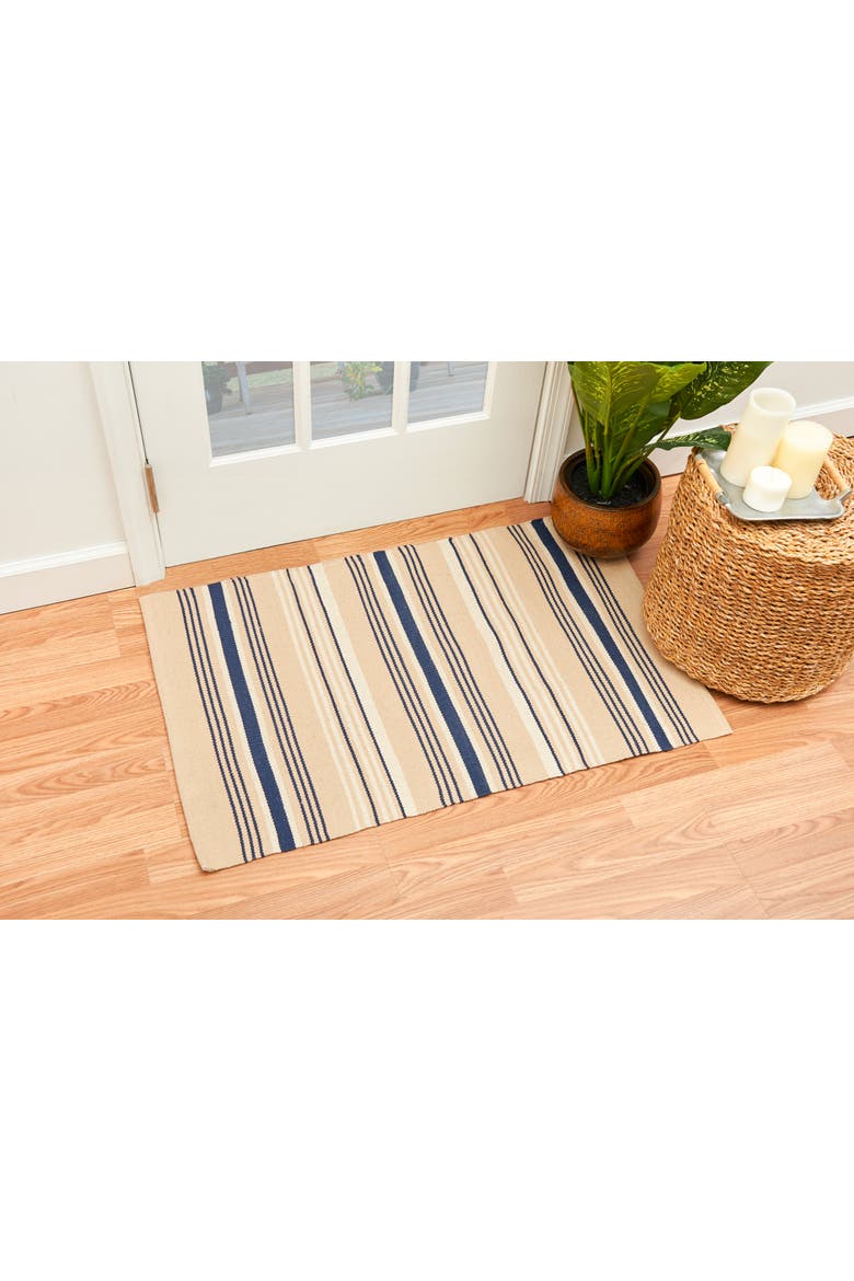 French Stripe Woven Rugs, Alternate, color, Blue