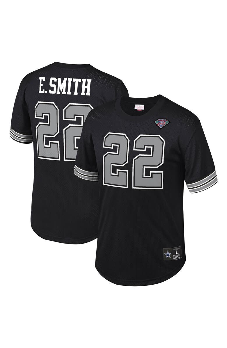 Mitchell & Ness Men's Mitchell & Ness Emmitt Smith Black Dallas Cowboys Retired Player Name & Number Mesh Top, Main, color, Black