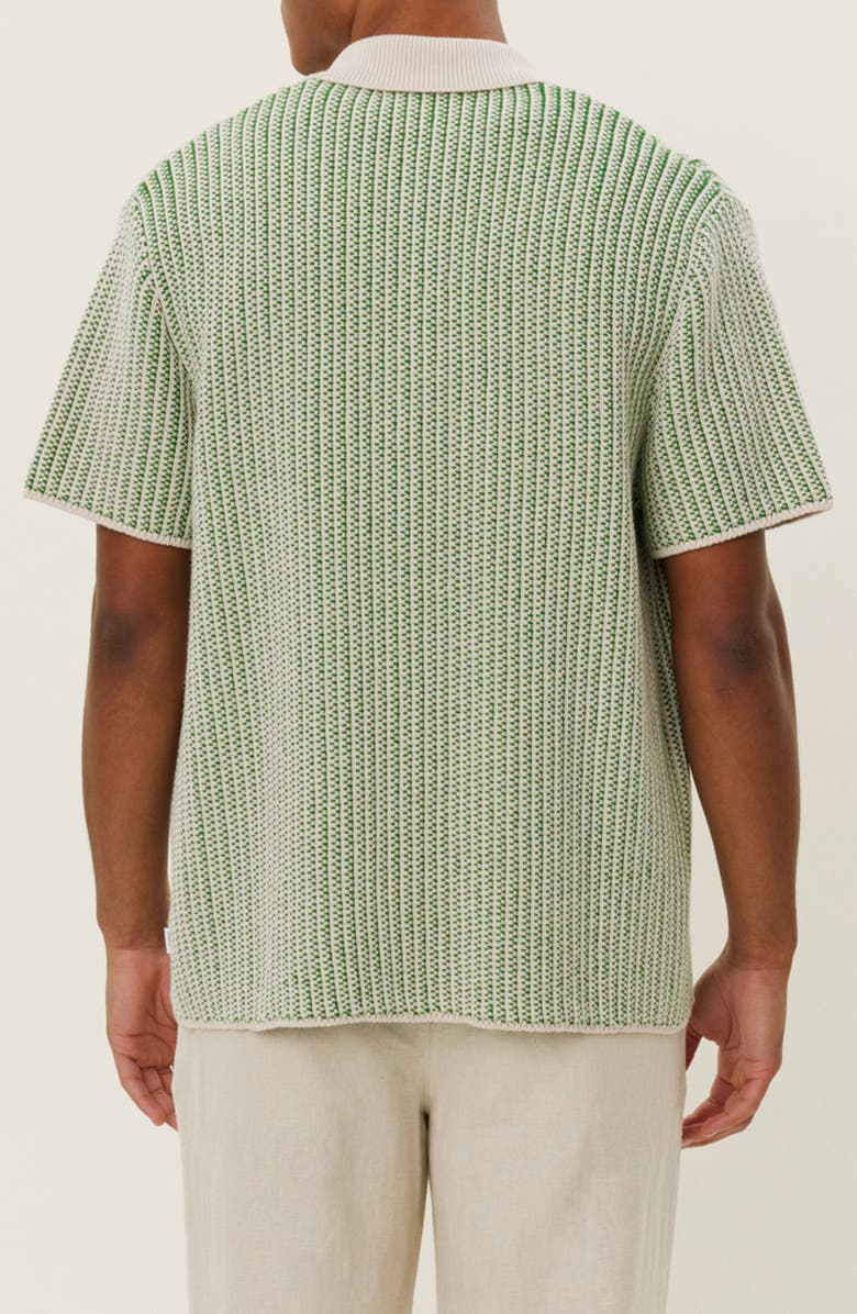 Les Deux Easton Short Sleeve Button-Up Sweater, Alternate, color, Ivory/Vintage Green