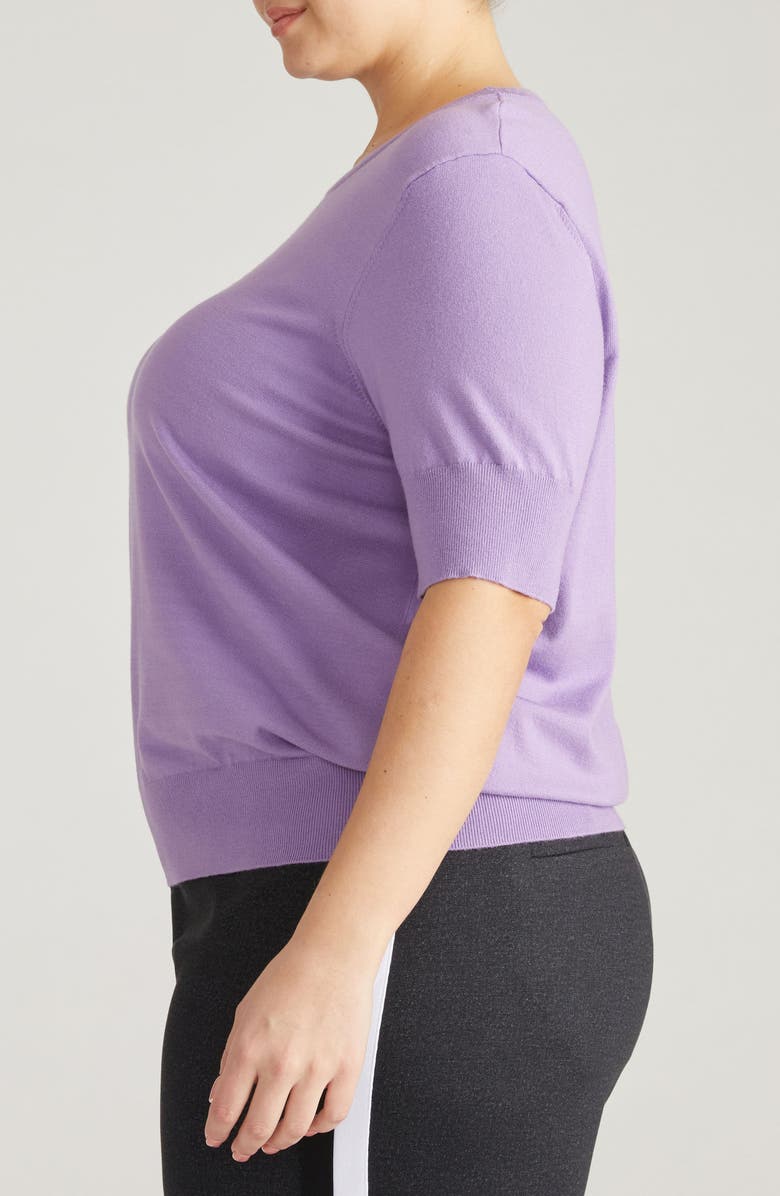 Universal Standard Rosie Short Sleeve Sweater, Alternate, color, Purple Posey