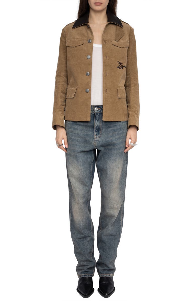 Zadig & Voltaire Veram Corduroy Jacket, Alternate, color, Cookie