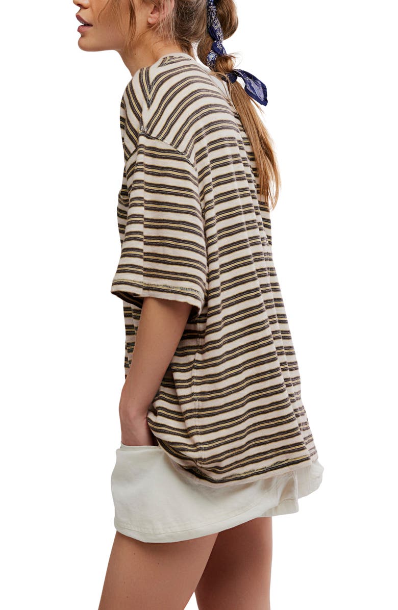 Free People Allover Stripe Cotton T-Shirt, Alternate, color, Tea Combo