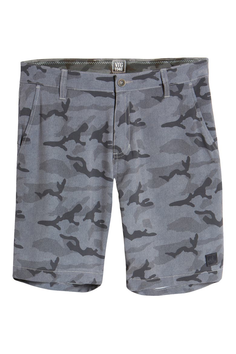 Camo Hybrid Flat Front Shorts, Alternate, color, LIGHT GREY CAMO