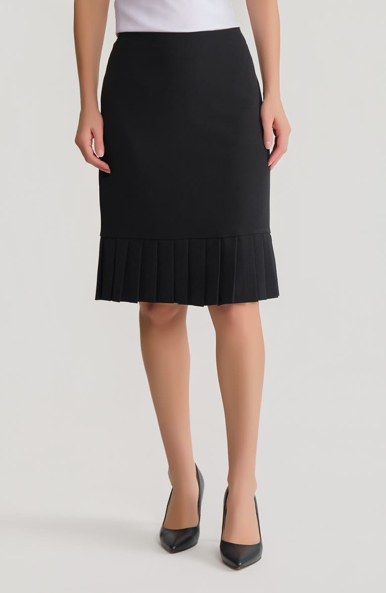 KASPER Pleated Hem Pencil Skirt, Main, color, Black