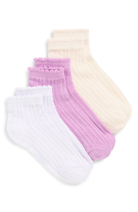 Lace Knit 3-Pack Ankle Socks
