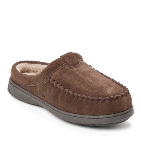 Cow Suede Moc Toe Clog With Tab Detail Slippers