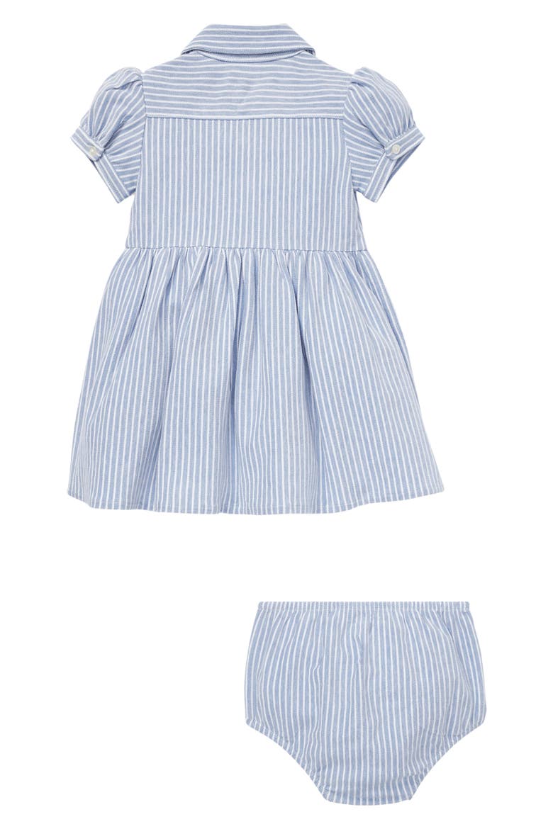 Oxford Stripe Piqué Dress & Bloomers, Alternate, color, HARBOR ISLAND BLUE/ WHITE