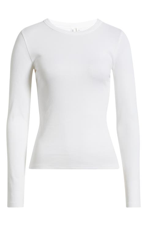 Ribbed Crewneck Long Sleeve T-Shirt